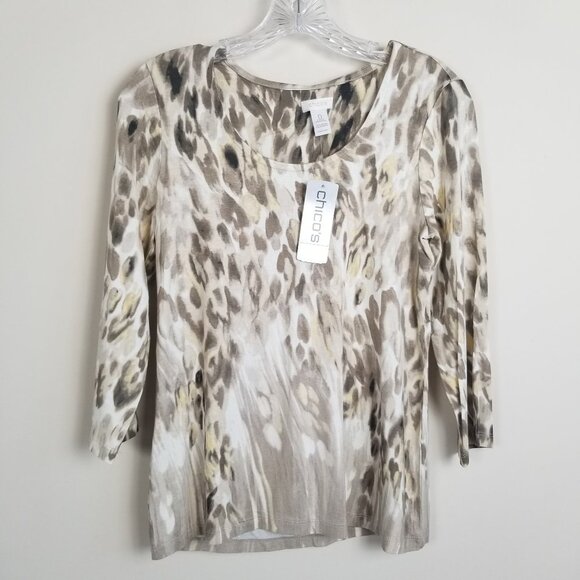 Chico's Tops - Chico's Soft Animal Smooth Scoop Top Size Small NWT